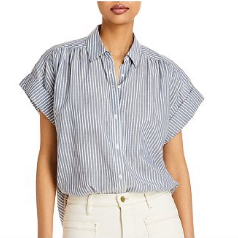 Joie Naro Striped Short Sleeve Button Down Shirt Top Blouse XS - Picture 1 of 3
